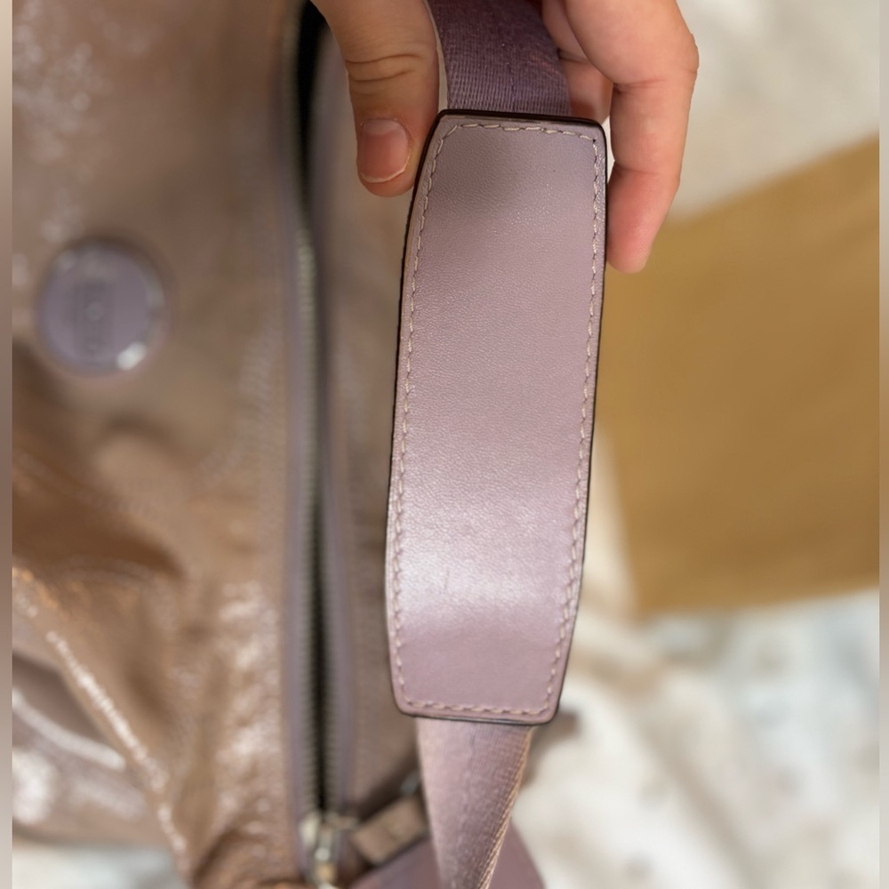 Coach Champagne Shoulder Bag with Purple Accents - Picture 10 of 11